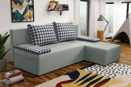 SMALL CORNER SOFA BED TOM 201CM CHOICE OF COLOR UNIVERSAL RIGHT/LEFT CORNER / FOAM