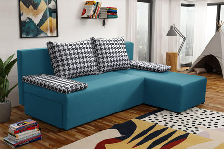 SMALL CORNER SOFA BED TOM 201CM CHOICE OF COLOR UNIVERSAL RIGHT/LEFT CORNER / FOAM