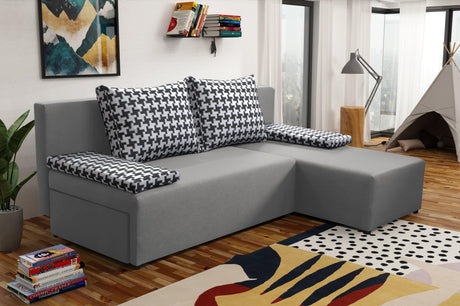 SMALL CORNER SOFA BED TOM 201CM CHOICE OF COLOR UNIVERSAL RIGHT/LEFT CORNER / FOAM