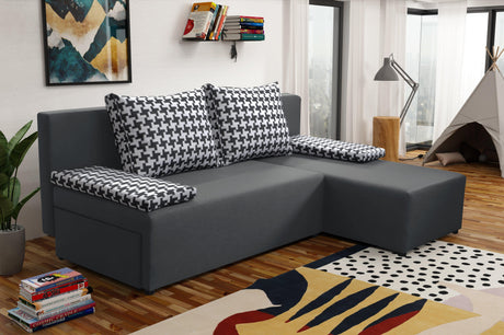 SMALL CORNER SOFA BED TOM 201CM CHOICE OF COLOR UNIVERSAL RIGHT/LEFT CORNER / FOAM
