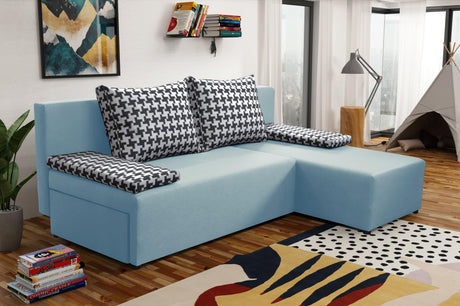 SMALL CORNER SOFA BED TOM 201CM CHOICE OF COLOR UNIVERSAL RIGHT/LEFT CORNER / FOAM
