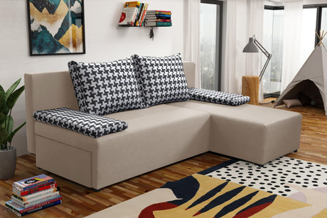 SMALL CORNER SOFA BED TOM 201CM CHOICE OF COLOR UNIVERSAL RIGHT/LEFT CORNER / FOAM