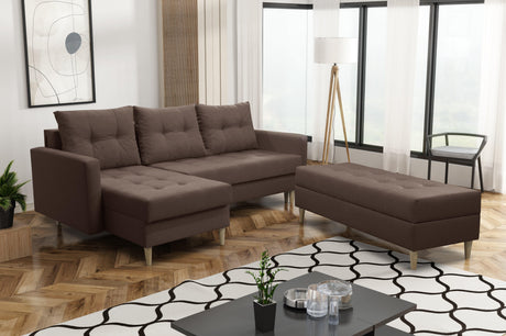 CORNER SOFA BED BRIAN 222CM + STORAGE PUFF / OTTOMAN CHOICE OF COLOR UNIVERSAL RIGHT/LEFT CORNER  / BONELL SPINGS + FOAM