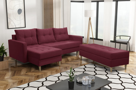 CORNER SOFA BED BRIAN 222CM + STORAGE PUFF / OTTOMAN CHOICE OF COLOR UNIVERSAL RIGHT/LEFT CORNER  / BONELL SPINGS + FOAM
