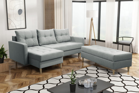 CORNER SOFA BED BRIAN 222CM + STORAGE PUFF / OTTOMAN CHOICE OF COLOR UNIVERSAL RIGHT/LEFT CORNER  / BONELL SPINGS + FOAM