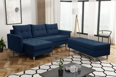 CORNER SOFA BED BRIAN 222CM + STORAGE PUFF / OTTOMAN CHOICE OF COLOR UNIVERSAL RIGHT/LEFT CORNER  / BONELL SPINGS + FOAM