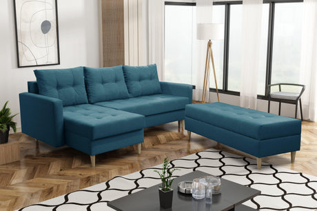 CORNER SOFA BED BRIAN 222CM + STORAGE PUFF / OTTOMAN CHOICE OF COLOR UNIVERSAL RIGHT/LEFT CORNER  / BONELL SPINGS + FOAM