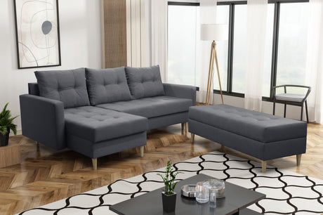 CORNER SOFA BED BRIAN 222CM + STORAGE PUFF / OTTOMAN CHOICE OF COLOR UNIVERSAL RIGHT/LEFT CORNER  / BONELL SPINGS + FOAM