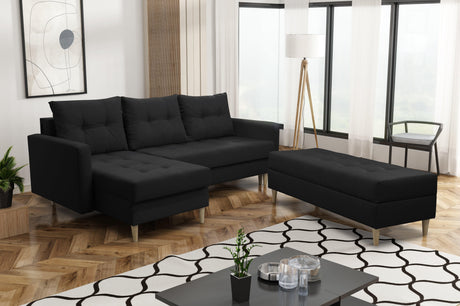CORNER SOFA BED BRIAN 222CM + STORAGE PUFF / OTTOMAN CHOICE OF COLOR UNIVERSAL RIGHT/LEFT CORNER  / BONELL SPINGS + FOAM