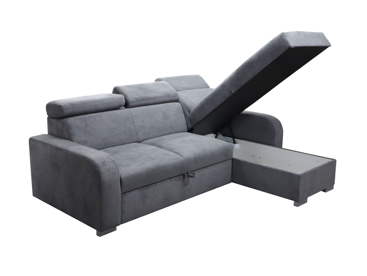 UNIVERSAL CORNER SOFA BED ASTEE 235CM CROWN18 EASY CLEAN FABRIC ADJUSTABLE HEADREST / SPRINGS + FOAM