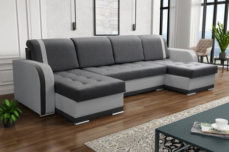 CORNER SOFA BED DINA U SHAPE 308CM  3X STORAGE SPACE CHOICE OF COLOR / BONELL SPRINGS + FOAM
