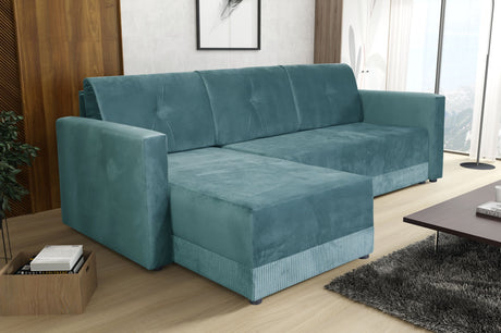 CORNER SOFA BED TEXAS 222CM UNIVERSAL RIGHT/LEFT CORNER CHOICE OF 15  COLORS / FOAM