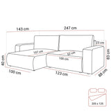 CORNER SOFA BED OPTI 247CM SPRINGS + FOAM