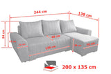 CORNER SOFA BED MALIBU 248CM MALMO 90 / UNIVERSAL RIGHT/LEFT CORNER / FOAM
