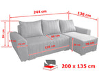 CORNER SOFA BED MALIBU 248CM MALMO 41 / UNIVERSAL RIGHT/LEFT CORNER / FOAM