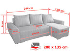 CORNER SOFA BED MALIBU 248CM MALMO 37/ UNIVERSAL RIGHT/LEFT CORNER / FOAM