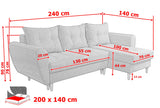 CORNER SOFA BED PALMO 2X STORAGE SPACE BLUE MALMO 79 240cm universal RIGHT/LEFT CORNER / BONELL SPRINGS + FOAM
