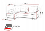 CORNER SOFA BED BRIAN 222x140CM 2X STORAGE SPACE  Universal  CORNER RIGHT/LEFT  / BONELL SPINGS + FOAM