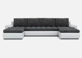 CORNER SOFA BED PRADO U LAWA 17/1115 DARK GREY/WHITE 300CM / SPRINGS + FOAM