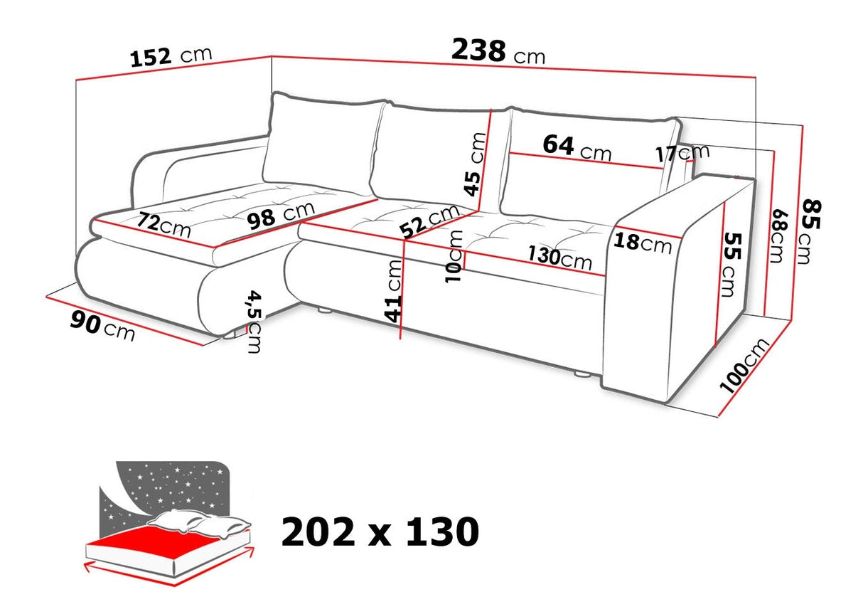 CORNER SOFA BED NIKO LAWA 5  / SOFT 17 238CM / SPRINGS + FOAM