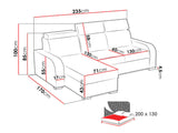 UNIVERSAL CORNER SOFA BED ASTEE 235CM ASTI15 EASY CLEAN FABRIC ADJUSTABLE HEADREST / SPRINGS + FOAM