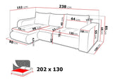 CORNER SOFA BED NIKO LAWA 2 / SOFT 17 238CM / SPRINGS + FOAM