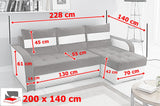 CORNER SOFA BED NESTY INARI 91/W39 228CM 2X STORAGE SPACE UNIVERSAL CORNER / BONELL SPRINGS + FOAM