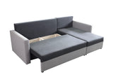 CORNER SOFA BED KEN BLACK/DARK GREY 15+27 222cm universal RIGHT/LEFT CORNER / FOAM