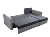 CORNER SOFA BED KEN BLACK/DARK GREY 15+27 222cm universal RIGHT/LEFT CORNER / FOAM
