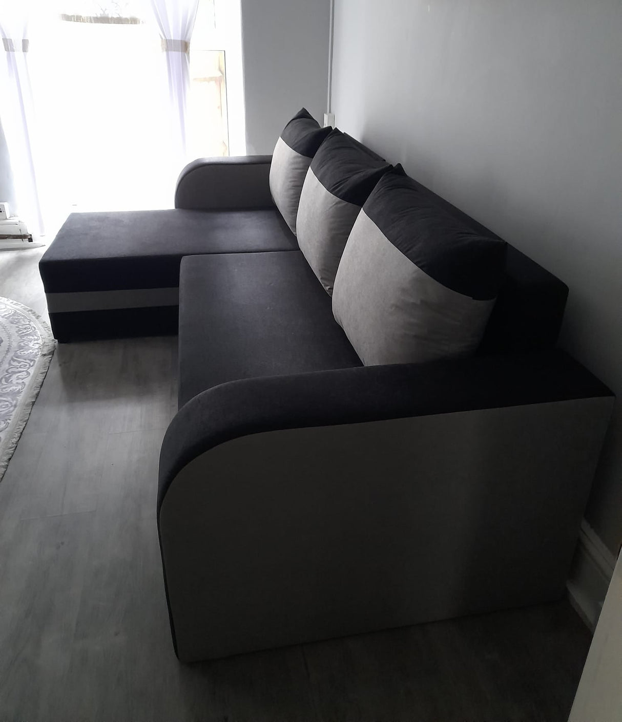 CORNER SOFA BED ALEXA BLACK / DARK GREY 238cm universal RIGHT/LEFT CORNER / FOAM