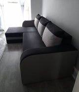 CORNER SOFA BED ALEXA BLACK / DARK GREY 238cm universal RIGHT/LEFT CORNER / FOAM
