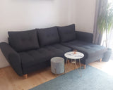 CORNER SOFA BED PALMO 2X STORAGE SPACE GRAPHITE MALMO 96 240cm universal RIGHT/LEFT CORNER / BONELL SPRINGS + FOAM
