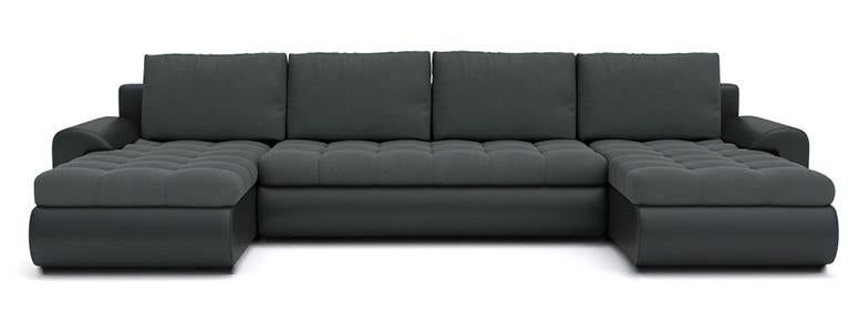 CORNER SOFA BED PRADO U SHAPE TRINITY 15/1114 GRAPHITE / BLACK FAUX LEATHER 300cm  WATER RESISTANT FABRIC / SPRINGS + FOAM