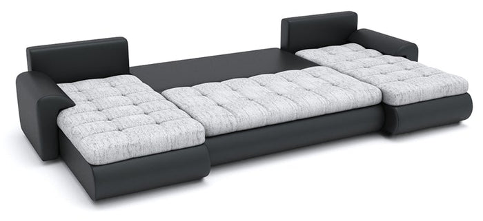 CORNER SOFA BED PRADO U LAWA 17/1115 DARK GREY/WHITE 300CM / SPRINGS + FOAM