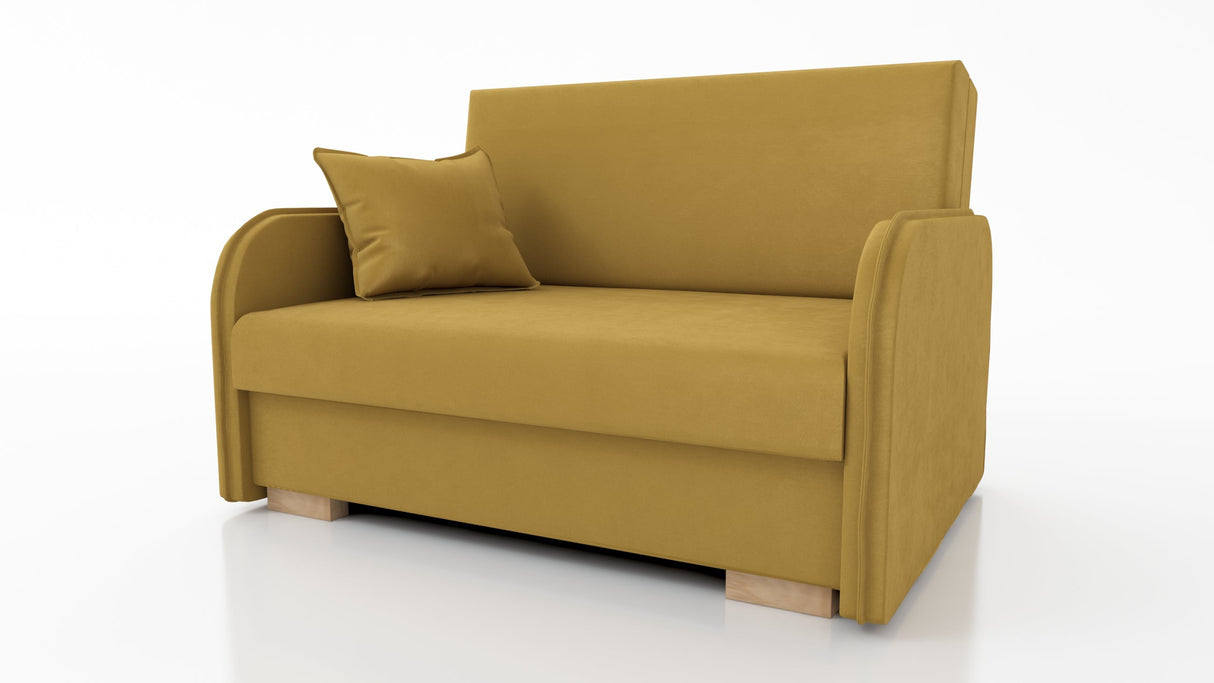 2 SEATER SOFA BED GOLDY 124CM EASY CLEAN FABRIC / SPRINGS + FOAM