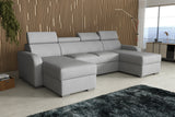 NEW! CORNER SOFA BED ASTEE U SHAPE EASY CLEAN FABRIC ADJUSTABLE HEADREST / SPRINGS + FOAM