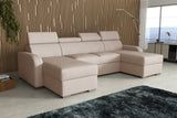 NEW! CORNER SOFA BED ASTEE U SHAPE EASY CLEAN FABRIC ADJUSTABLE HEADREST / SPRINGS + FOAM