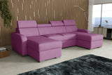 NEW! CORNER SOFA BED ASTEE U SHAPE EASY CLEAN FABRIC ADJUSTABLE HEADREST / SPRINGS + FOAM