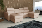 NEW! CORNER SOFA BED ASTEE U SHAPE EASY CLEAN FABRIC ADJUSTABLE HEADREST / SPRINGS + FOAM