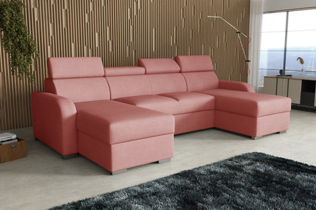 NEW! CORNER SOFA BED ASTEE U SHAPE EASY CLEAN FABRIC ADJUSTABLE HEADREST / SPRINGS + FOAM