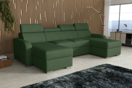 NEW! CORNER SOFA BED ASTEE U SHAPE EASY CLEAN FABRIC ADJUSTABLE HEADREST / SPRINGS + FOAM