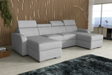 NEW! CORNER SOFA BED ASTEE U SHAPE EASY CLEAN FABRIC ADJUSTABLE HEADREST / SPRINGS + FOAM