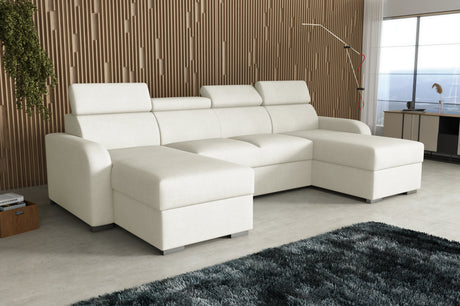 NEW! CORNER SOFA BED ASTEE U SHAPE EASY CLEAN FABRIC ADJUSTABLE HEADREST / SPRINGS + FOAM