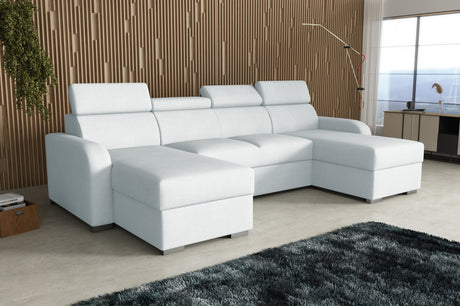 NEW! CORNER SOFA BED ASTEE U SHAPE EASY CLEAN FABRIC ADJUSTABLE HEADREST / SPRINGS + FOAM
