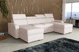 NEW! CORNER SOFA BED ASTEE U SHAPE EASY CLEAN FABRIC ADJUSTABLE HEADREST / SPRINGS + FOAM