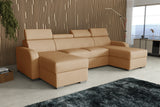 NEW! CORNER SOFA BED ASTEE U SHAPE EASY CLEAN FABRIC ADJUSTABLE HEADREST / SPRINGS + FOAM