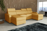 NEW! CORNER SOFA BED ASTEE U SHAPE EASY CLEAN FABRIC ADJUSTABLE HEADREST / SPRINGS + FOAM
