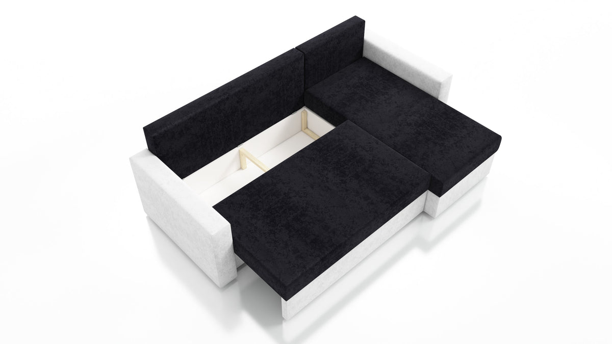 CORNER SOFA BED FOXY UNIVERSAL CORNER BERLIN 02 / BLACK FAUX LEATHER / FOAM