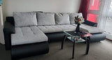 CORNER SOFA BED PRADO U SHAPE LAWA 09/1114 300cm GREY/BLACK / SPRINGS + FOAM