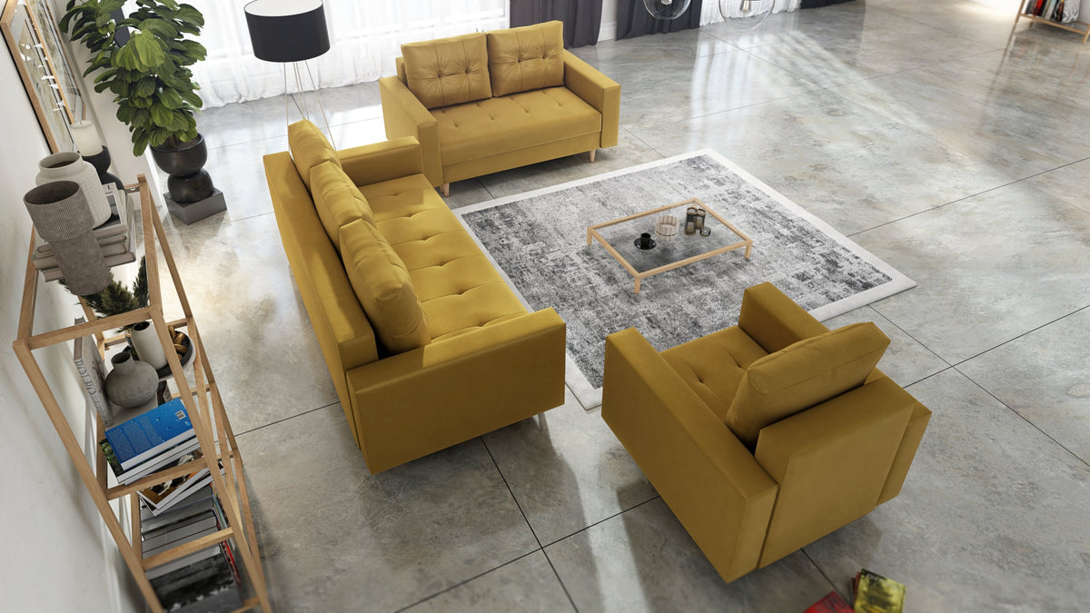 CANDY SOFA BEDS SET 3+2+1 / BONELL SPRINGS + FOAM / CHOICE OF MANY COLORS